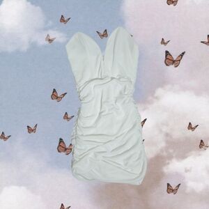 Elegant White Ruched Dress